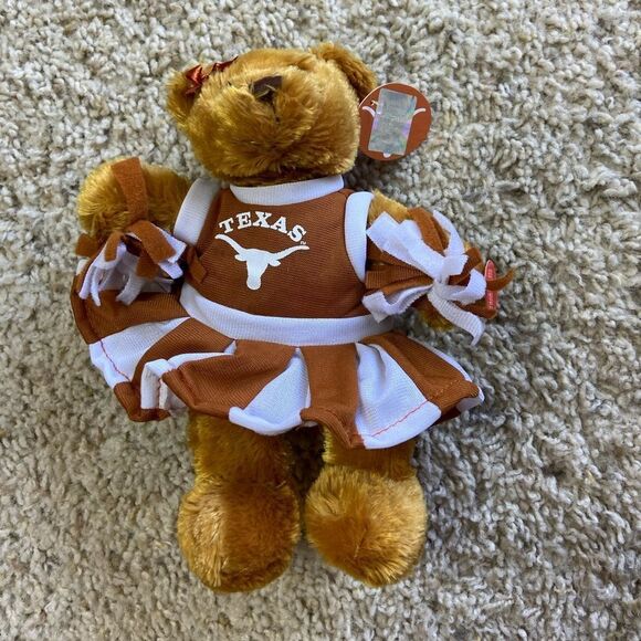 NWT Vtg 2008 University Of Texas Brown Bear 8” Cheerleader Football Stuffed - Picture 2 of 7